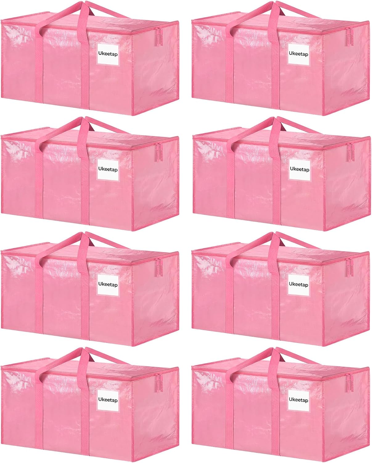 8 Pack Extra Large Heavy Duty Moving Bags, Clear Storage Bins with Lids, Reinforced Handles & Heavy-Duty Zippers Moving Boxes Storage Bags Totes for Clothes Packing, Dorms, College Supplies, Clear