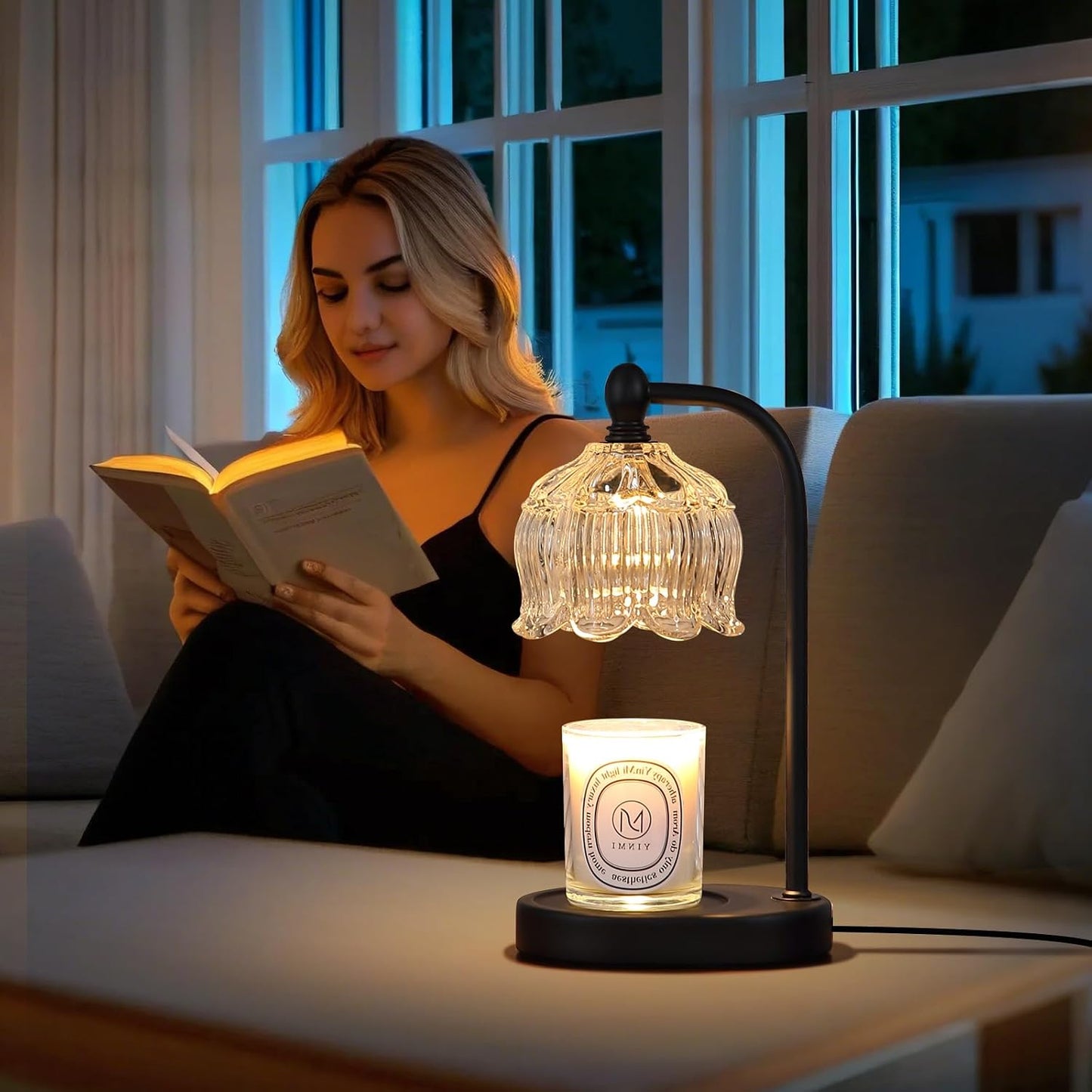 MEIXISUE Candle Warmer Lamp with Timer and Dimmer,Electric Gold Light Gifts for Women Melt Wax Warmer Lamp with 2 Bulbs for Candle Jars House Warming New Home Decor Bedroom
