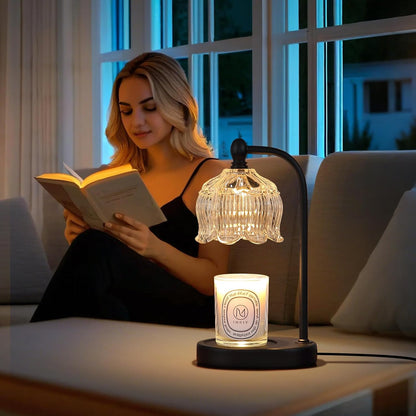 MEIXISUE Candle Warmer Lamp with Timer and Dimmer,Electric Gold Light Gifts for Women Melt Wax Warmer Lamp with 2 Bulbs for Candle Jars House Warming New Home Decor Bedroom