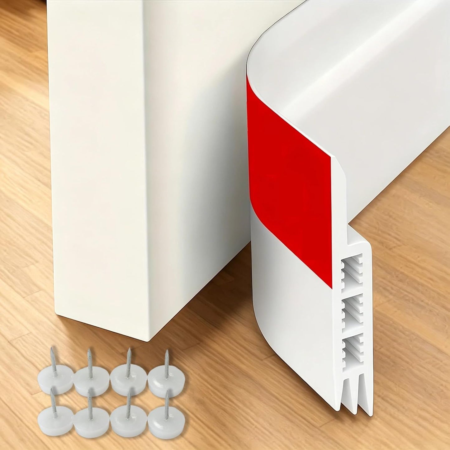 Door Draft Stopper Under Door Draft Blocker Insulator Door Sweep Weather Stripping Noise Stopper Strong Adhesive 43'' Length