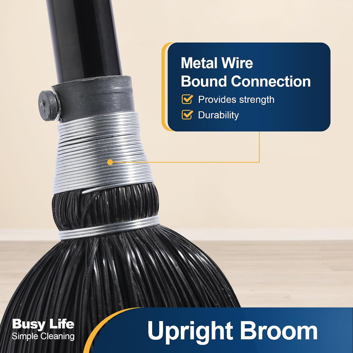 Yocada Broom Commercial Indoor Outdoor Broom 55.5 inch Tall Black | for Courtyard Garage Lobby Mall Market Floor Home Office Leaves Stone Dust Rubbish