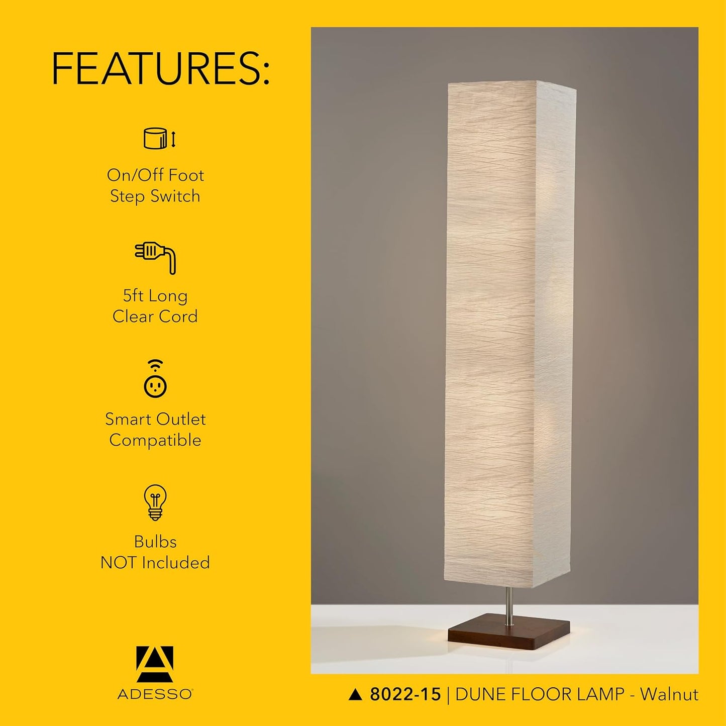 Adesso Three Light Floor Lamp – Natural Wood Base & Adjustable Brightness – Perfect Lighting for Bedroom, Living Room and Corner Decor, Beige