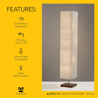 Adesso Three Light Floor Lamp – Natural Wood Base & Adjustable Brightness – Perfect Lighting for Bedroom, Living Room and Corner Decor, Beige