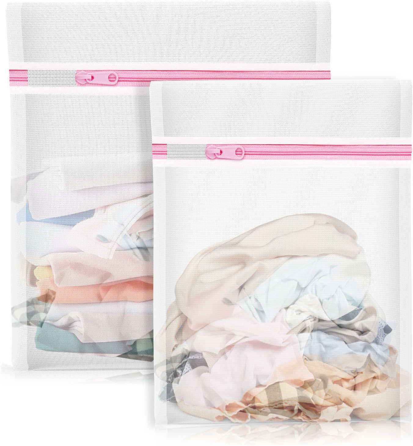 4Pcs Mesh Laundry Bags, Lingerie Bags for Washing Delicates,Mesh Wash Bags for Toy Storage & Cleaning, Travel Storage Organizer Bag, Dorm Room Essentials (1 Large, 1 Medium, 2 Small) (Fine Net)