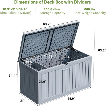 Patiowell 100 Gallon Resin Deck Box, Waterproof Large Outdoor Storage Box for Patio Furniture and Garden Tools, Black