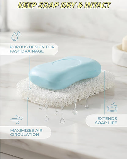 8 Pack Soap Saver Pads,Self Draining Soap Holder Pad for Bar Soap,4.3"×3" Soap Saver Holder,PVC Lifting Mats for Shower Bathroom Kitchen Sink, Keep Soap Dry