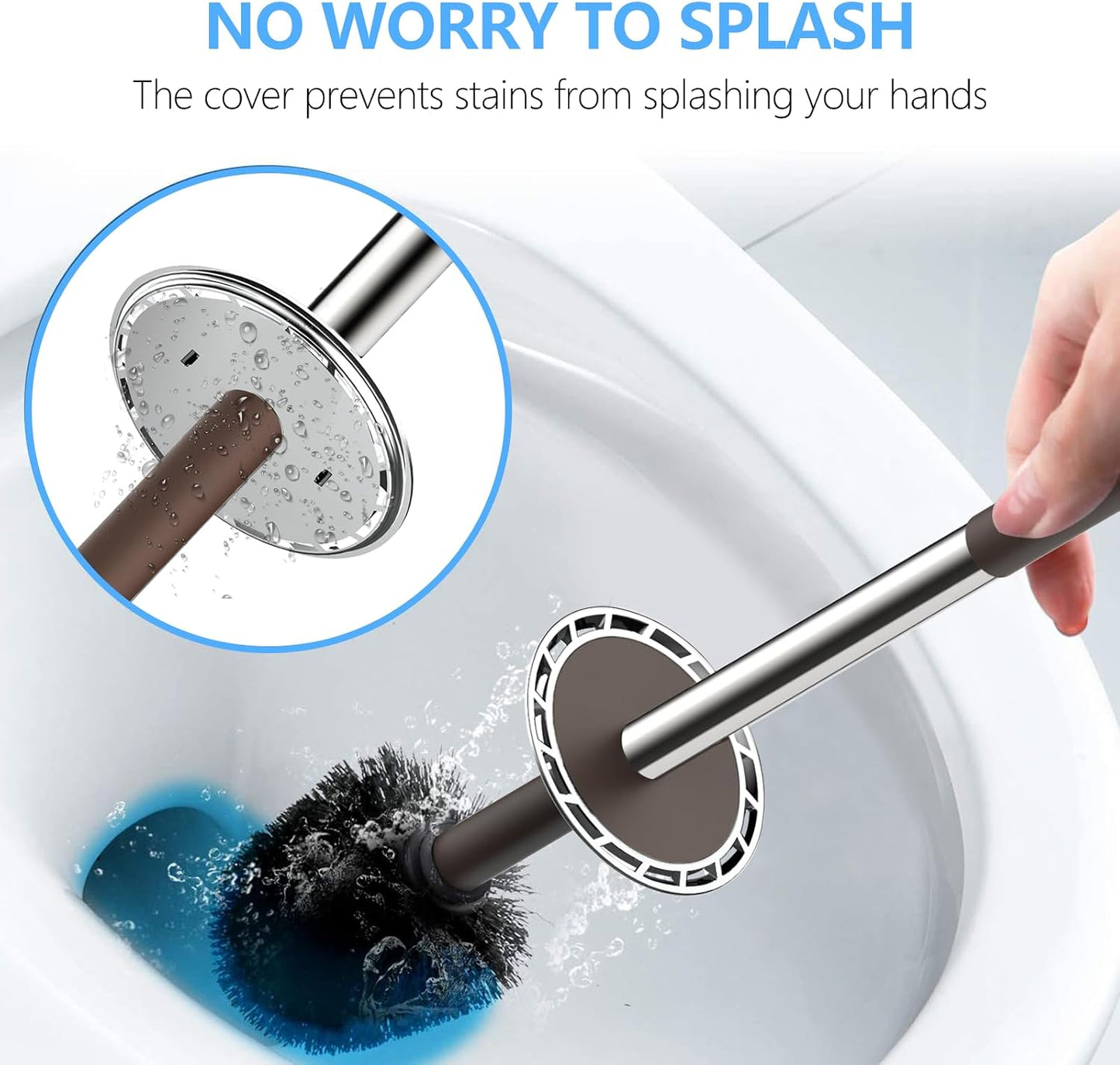 SetSail Toilet Brush, Compact Size Toilet Bowl Brush and Holder Toilet Brushes for Bathroom with Stainless Steel Handle Toilet Cleaner Brush with Durable Scrubbing Bristles, Splash-Proof