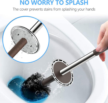 SetSail Toilet Brush, Compact Size Toilet Bowl Brush and Holder Toilet Brushes for Bathroom with Stainless Steel Handle Toilet Cleaner Brush with Durable Scrubbing Bristles, Splash-Proof