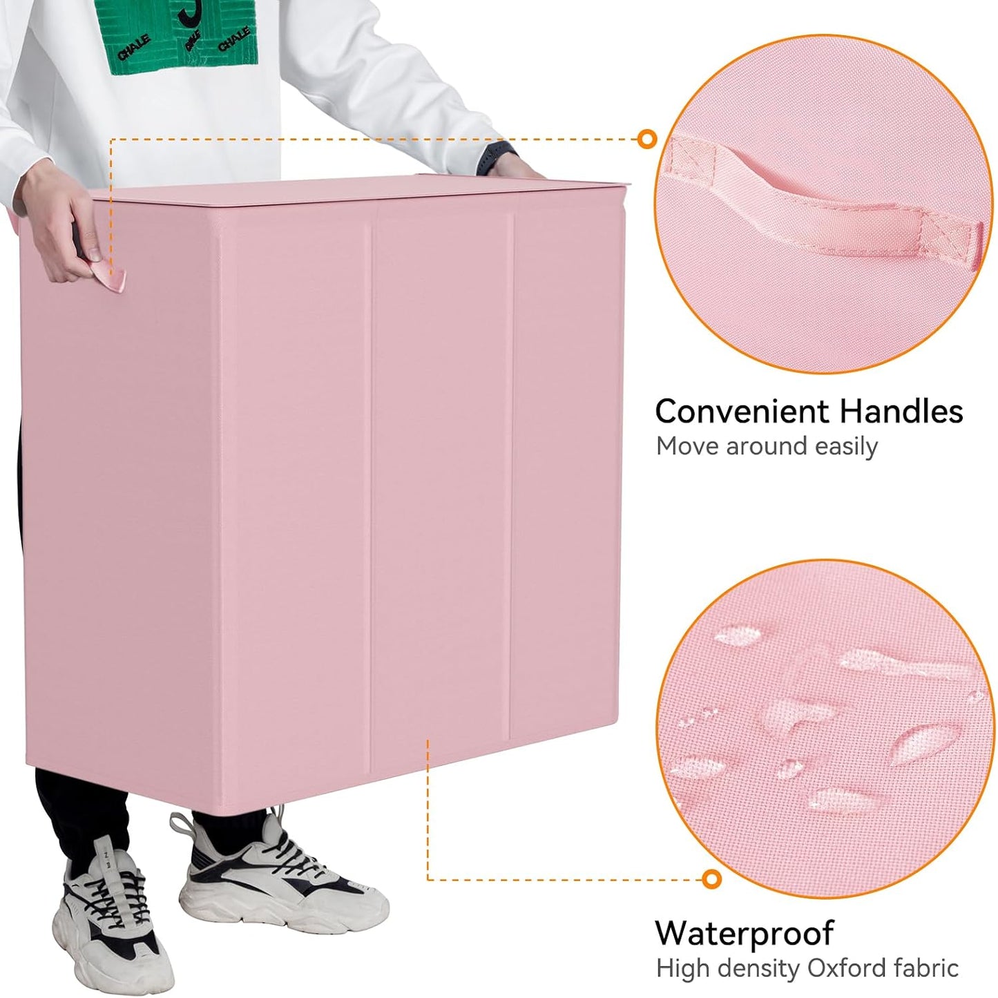 WOWLIVE 180L Laundry Hamper with Lid 3 Section,Large Laundry Basket with Removable Bags and Handles,Collapsible Dirty Clothes Hampers for Laundry,Laundry Basket Organizer for Laundry Room,Dorm,Beige