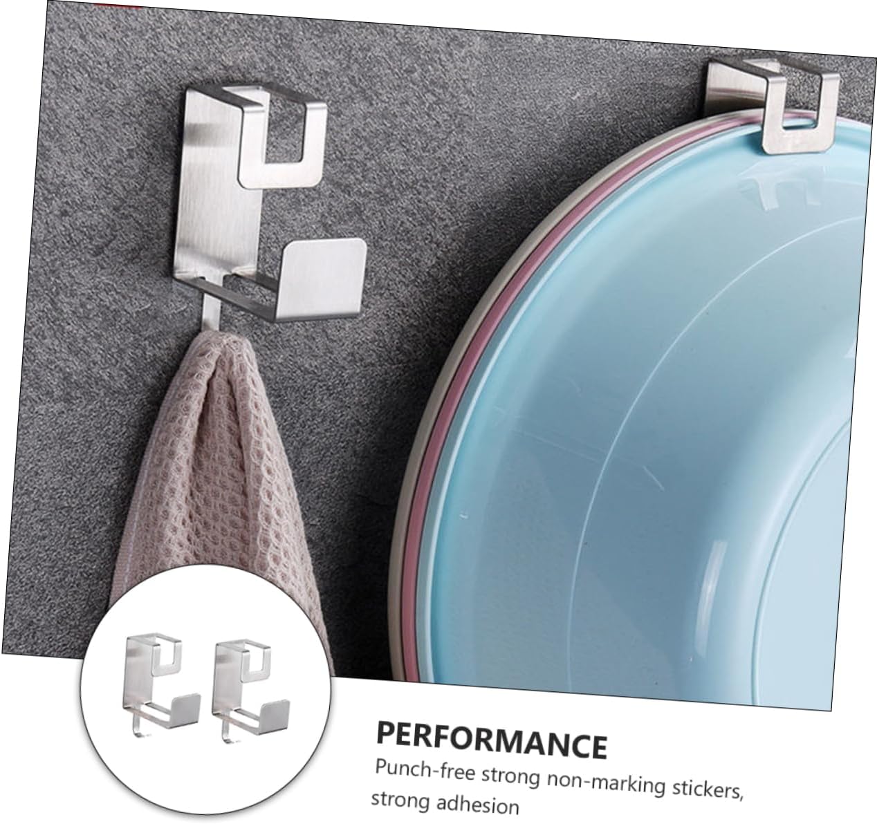 Uonlytech 2Pcs Wall Mounted Washbasin Storage Rack Self Adhesive Bathroom Basin Hanger for Towels Brushes and Cleaning Cloths Compact Durable Design No Punch Needed