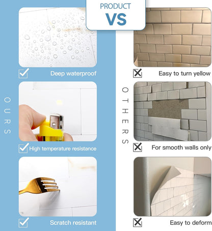 2026 New Upgrade Peel and Stick Backsplash Tile, Peel and Stick 11.34" X 11.57" Wall Tile for Kitchen, Bathroom, Fireplace, Laundry (Beige Ecru, 10 Packs)