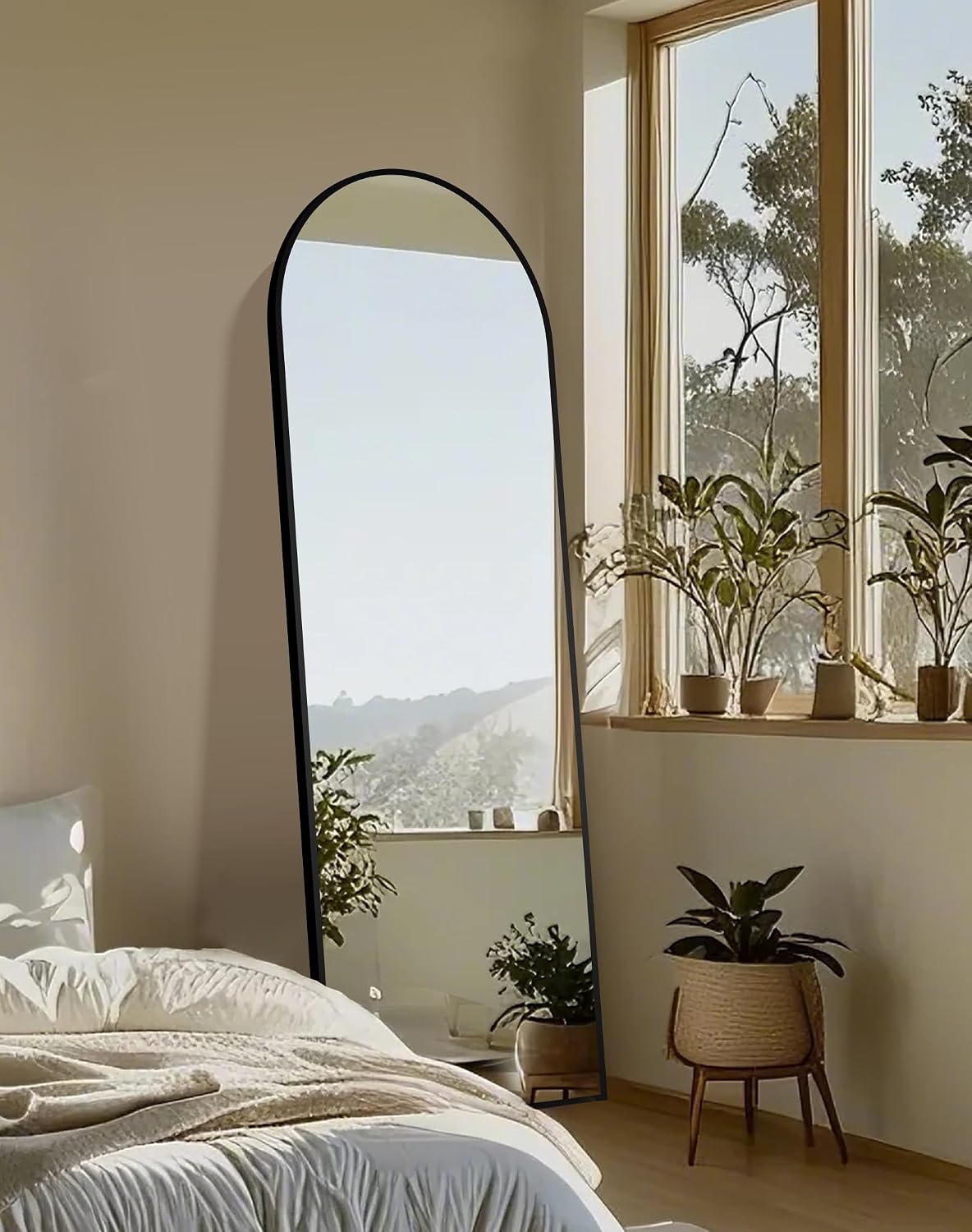 Delma Arched Mirror Full Length,Standing Mirror Full Body,Large Floor with Stand for Wall Entryway Door Bedroom Bathroom Living Room