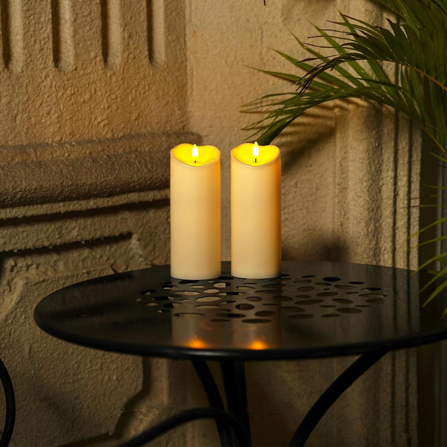Homemory Dripping Wax Flameless Candles, Battery Operated Candles with Remote Control and Timers, LED Pillar Candles, Electric Fake Candles, 3" x 6", Set of 2