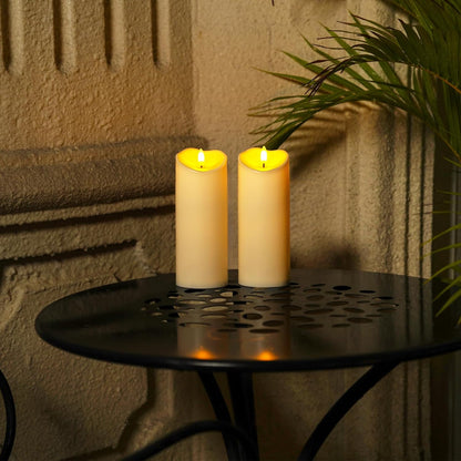Homemory Dripping Wax Flameless Candles, Battery Operated Candles with Remote Control and Timers, LED Pillar Candles, Electric Fake Candles, 3" x 6", Set of 2