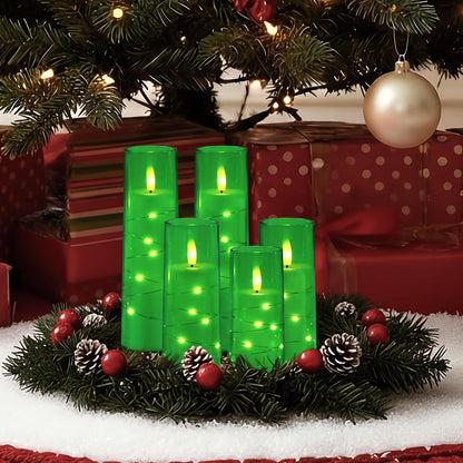 Raycare Flameless Candle with Remote Timer, 3 Flickering Acrylic Battery Operated LED Pillar Candles with Embedded Star String for Christmas, Wedding, Home Table Decor, and as a Gift (Ivory White)