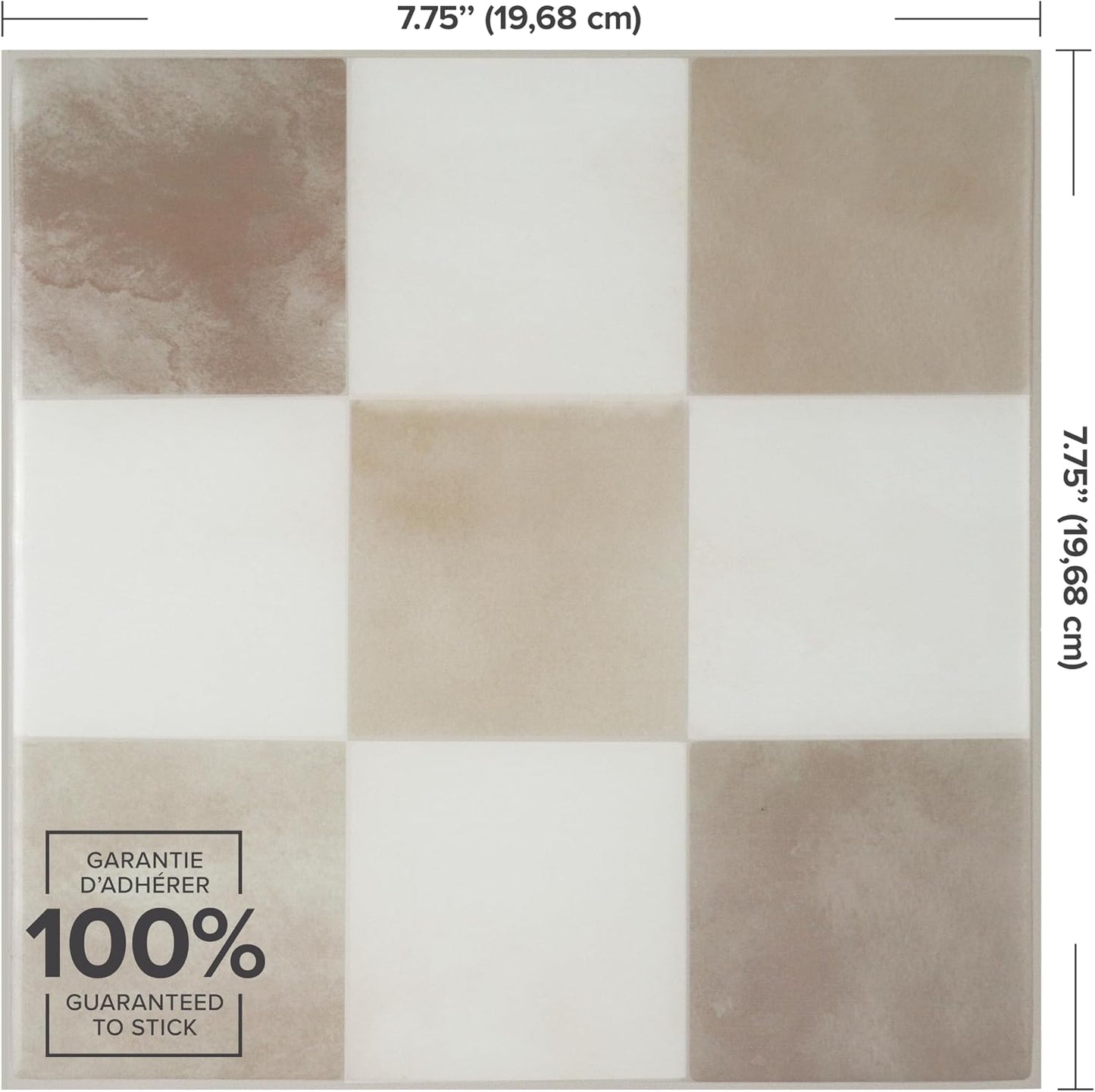 SMART TILES Peel and Stick Backsplash - 5 Sheets of 7,75" x 7,75" - 3D Adhesive Peel and Stick Tile Backsplash for Kitchen, Bathroom, Wall Tile, Checkered