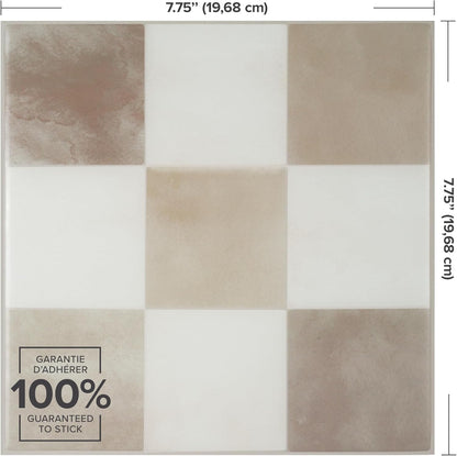 SMART TILES Peel and Stick Backsplash - 5 Sheets of 7,75" x 7,75" - 3D Adhesive Peel and Stick Tile Backsplash for Kitchen, Bathroom, Wall Tile, Checkered