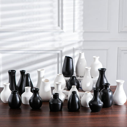 White Bud Vases, Ceramic Small Vase Set of 5, Mini Vases for Fresh and Dried Flowers, Modern Home Decor, Pottery Centerpiece Table Decorations