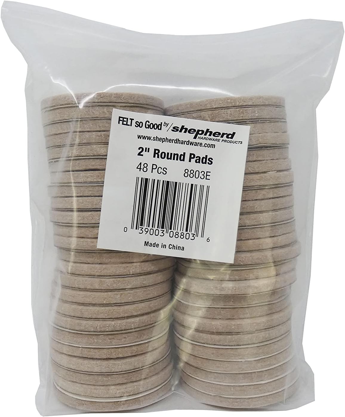 Felt So Good 8803E Self Adhesive Felt Furniture Pads 2", Beige, 48 Pack