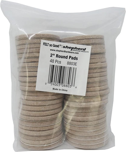 Felt So Good 8803E Self Adhesive Felt Furniture Pads 2", Beige, 48 Pack
