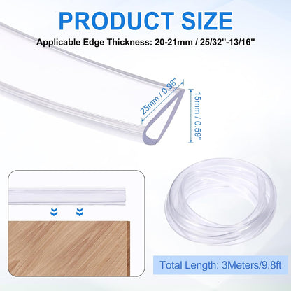 uxcell Clear Edge Trim, 13.1Ft Silicone U Channel Edge Protector, Edges Guards Fits 1/32"-3/32" for Car Doors Sheet Metal Parts (3/16" W x 3/8" H)