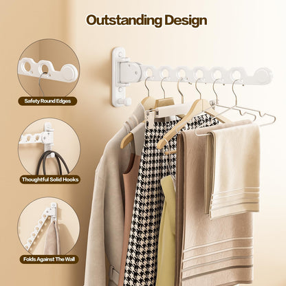 Wall Mounted Clothes Drying Rack, Laundry Clothes Hanger Rack Wall Mounted, Foldable Clothes Rack for Laundry Room, Space Saving Closet Storage Organizer Clothes Hanger Indoor, 1pcs(White)