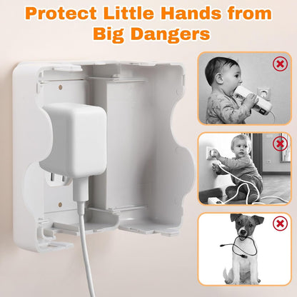 Tellegloww 4 Pack Safety Outlet Cover Box Wall Outlet Cover for Baby Proofing Extra Large Electrical Plugs and Adapters Receptacle Box Receptacle Protector with Childproof Lock & Cable Management