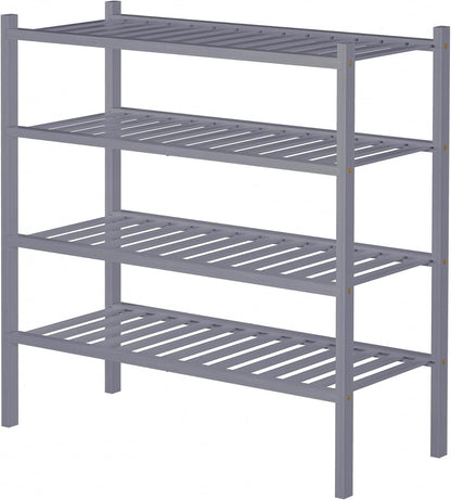 ROMGUAR CRAFT 3 Tier Bamboo Shoe Rack for Closet Free Standing Wood Shoe Shelf Storage Organizer for Entryway Small Space Stackable 27"x11"x20" (Natural)