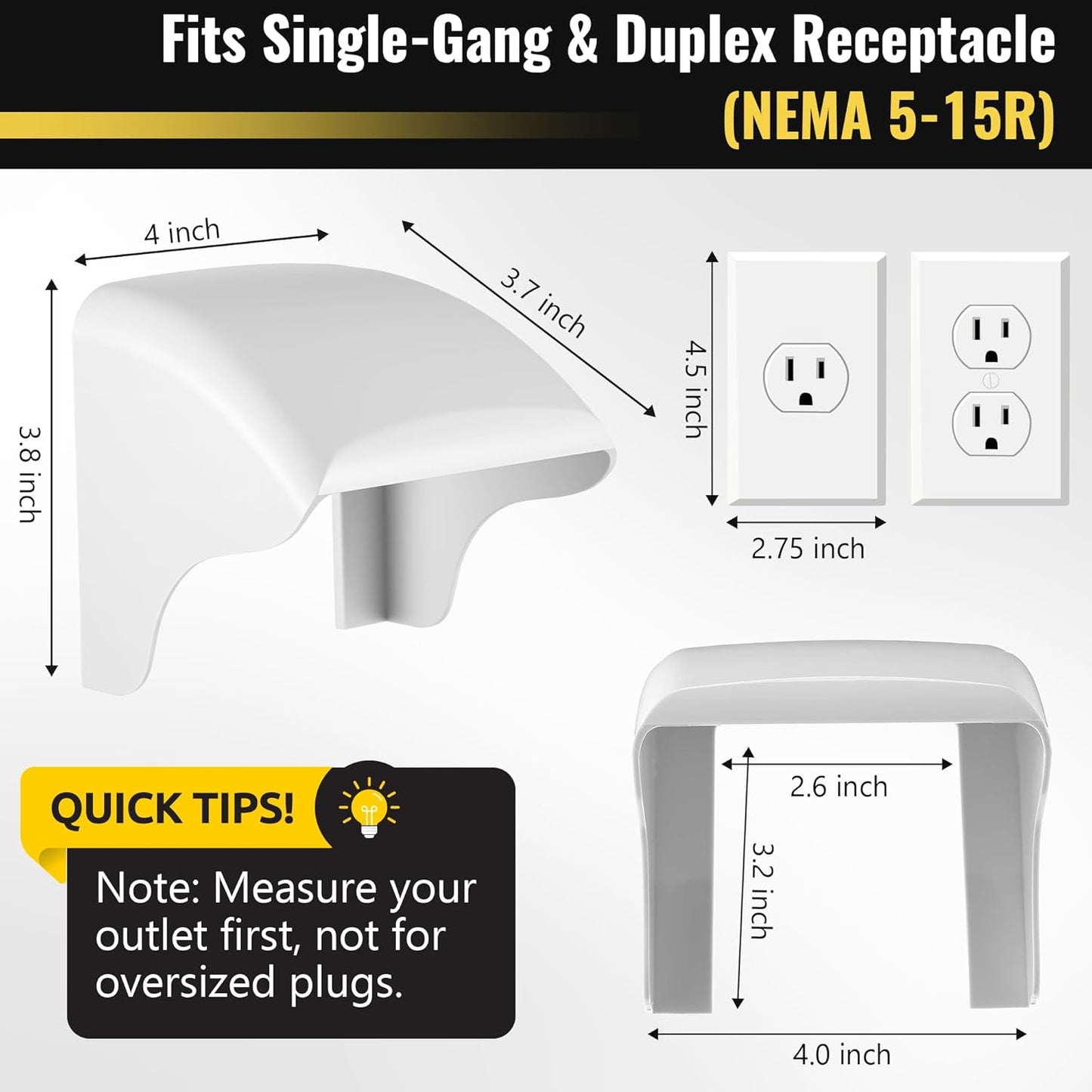 1 Pack Outdoor Waterproof Outlet Cover, Weatherproof Electrical Outlet Cover for Single Gang Duplex Receptacle (NEMA 5-15R), 2.6" x 3.2" Outside Socket Plug Protector (Gray)