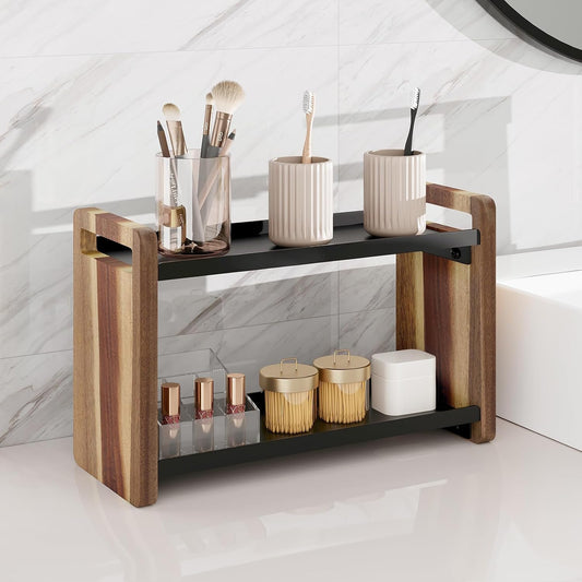 Bathroom Counter Organizer,Bathroom Counter Shelf,Bathroom Organizers,Under Sink Organizer,Cologne Organizer For Men,Colognes Stand,Cologne Cabinet,Vanity Shelf(Black 2 Tier)