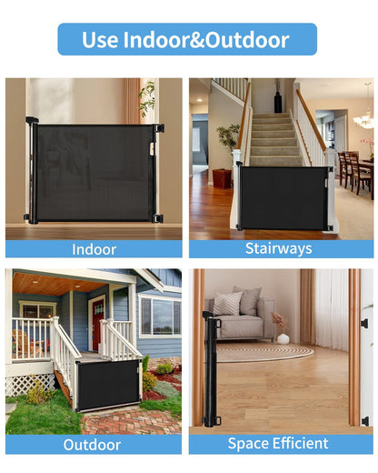 Veraste Retractable Baby Gate for Doorways and Stairs, Mesh Safety Gate for Pet, Indoor & Outdoor Use, One-Hand Operation, Easy Installation, 33.6" Tall, Expands to 55" Wide（White,33.6"x55"