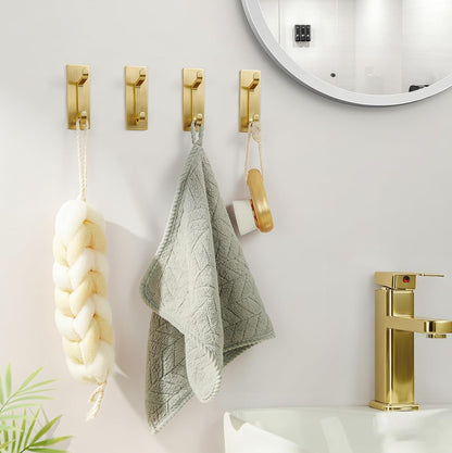 pickpiff Wall Hooks for Coat and Towel: 13LB Strong Adhesive Door Hanger Stick on, White 4 Pack