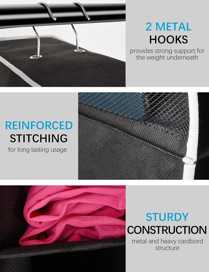 Libeder Hanging Shoe Organizer, 10-Shelf Closet Organizer with 6 Mesh Side Pockets