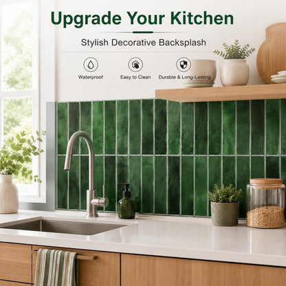 JOLOV 10 Pack Peel and Stick Backsplash Tiles, Waterproof 3D Stickers | Thicker self-adhesive 3D tile stickers for kitchen and bathroom walls; removable, waterproof and easy to install.