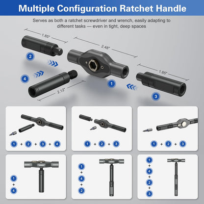 Bomivoi 42 in 1 Magnetic Screwdriver Set, DIY Ratchet Screwdriver Set, Multi Bit Magnetic Drive Set with Detachable Ratchet Handle, Portable Compact Repair Tool Kit for Furniture Computer Bicycle Blue