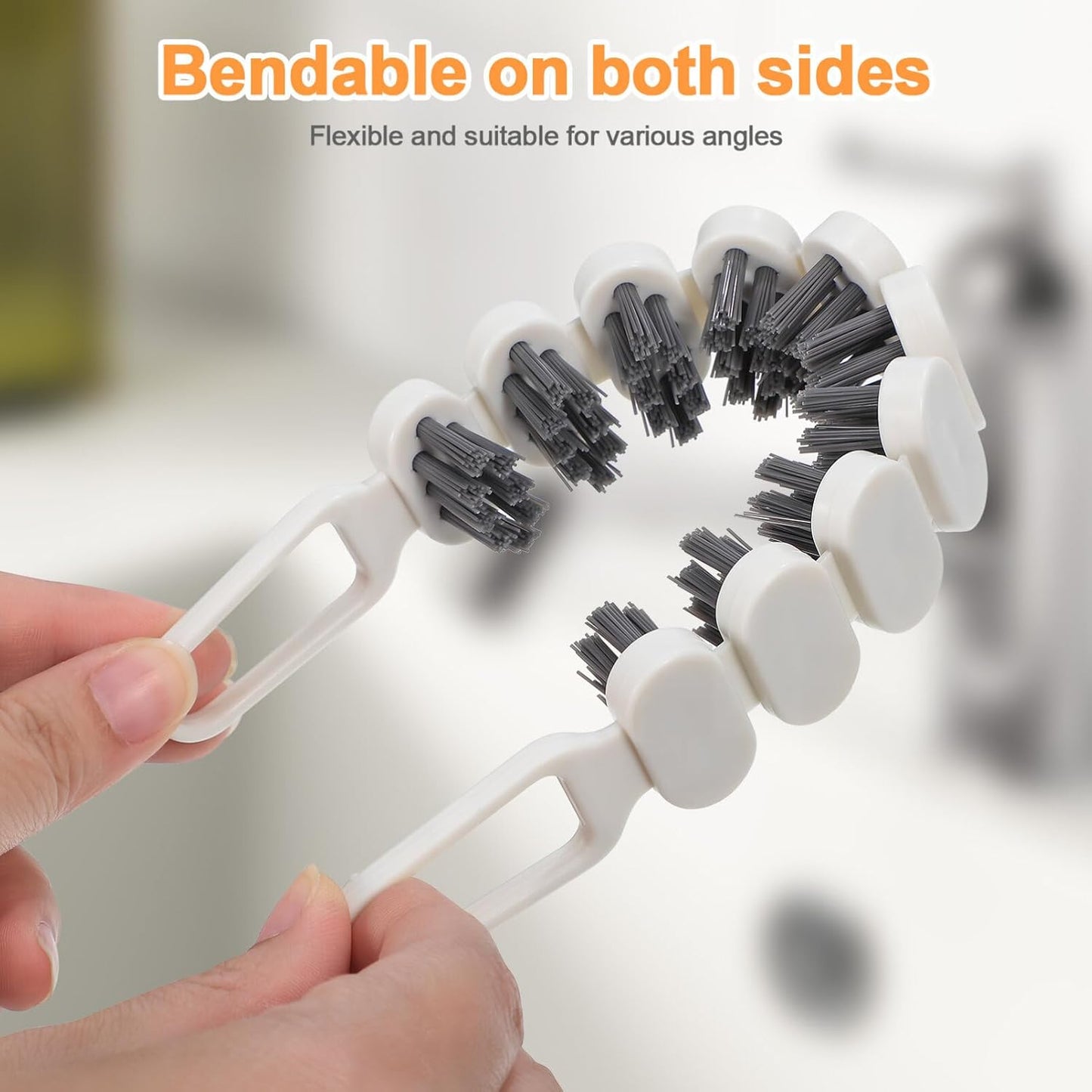 4 Pcs Bendable Crevice Cleaning Brush Set for Kitchen and Bathroom Sink Faucets Multi-Functional Hard Bristle Scrub Brushes