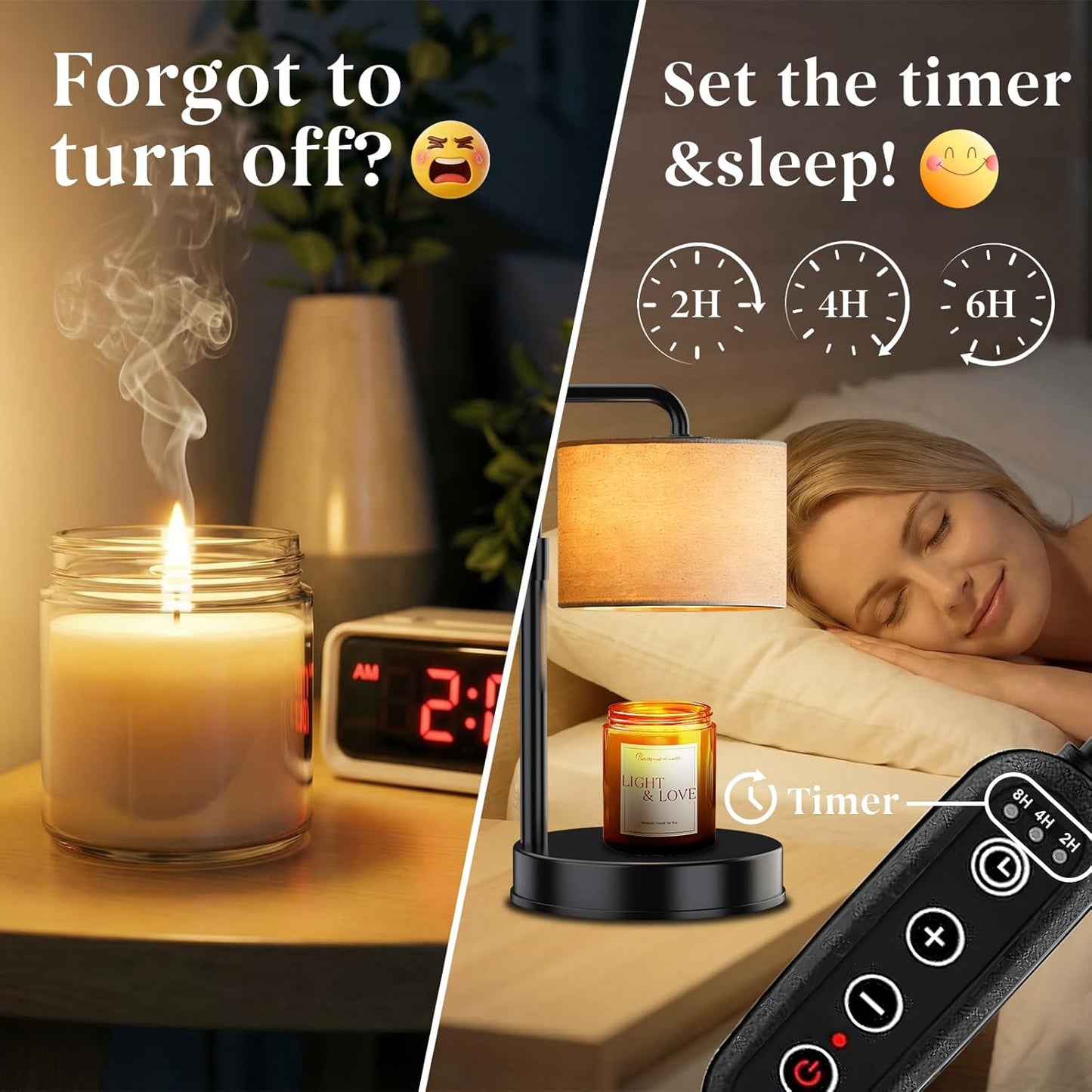 Hyrion Candle Warmer Lamp with Timer Dimmer, Modern Farmhouse Candle Lamp Adjustable Height, Birthday Gifts for Women Mom, Electric Flameless Candle Melter with 2 Bulbs, House Warming Home Decor