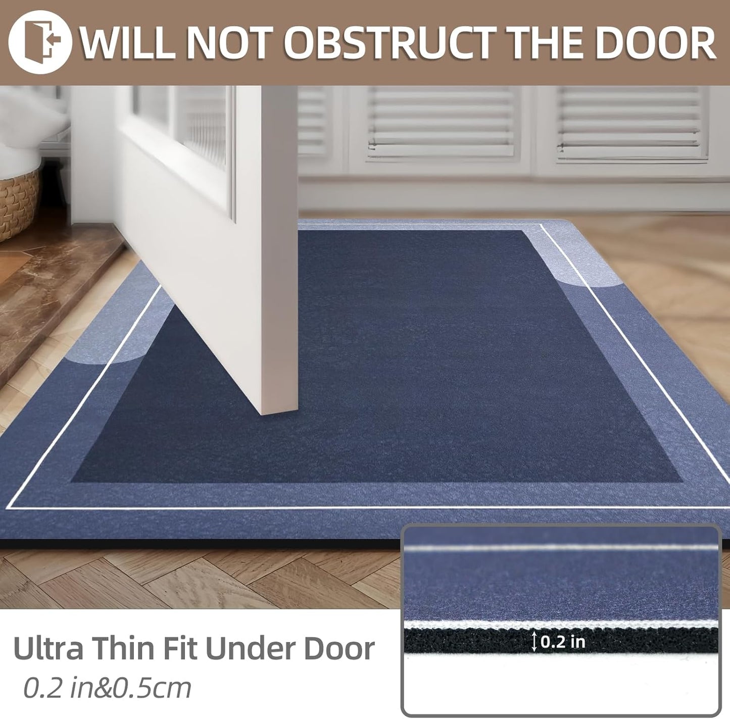Diatomaceous Earth Bath Mat Super Absorbent Quick Dry Bath Mat, Bathroom Rugs Non Slip Washable, Thin Dark Gray Bathroom Floor Mats-Shower Rug for in Front of Bathtub Shower, Easy Care, 15.7"x23.6"