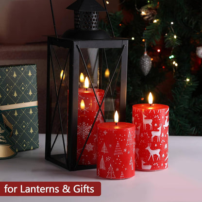 Eywamage White Real Wax Flameless Pillar Candles with Remote, Flickering Flat Top LED Battery Candles Set of 3