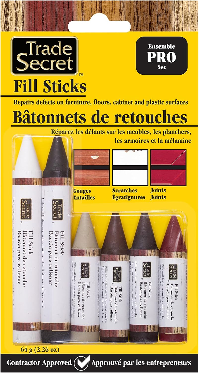 Wood Scratch Repair Fill Stick for Light Surfaces (Set of 3), Great for Touch-Ups and Repairs on Hardwoods Floors, Furniture, Cabinets and Plastic Surfaces.