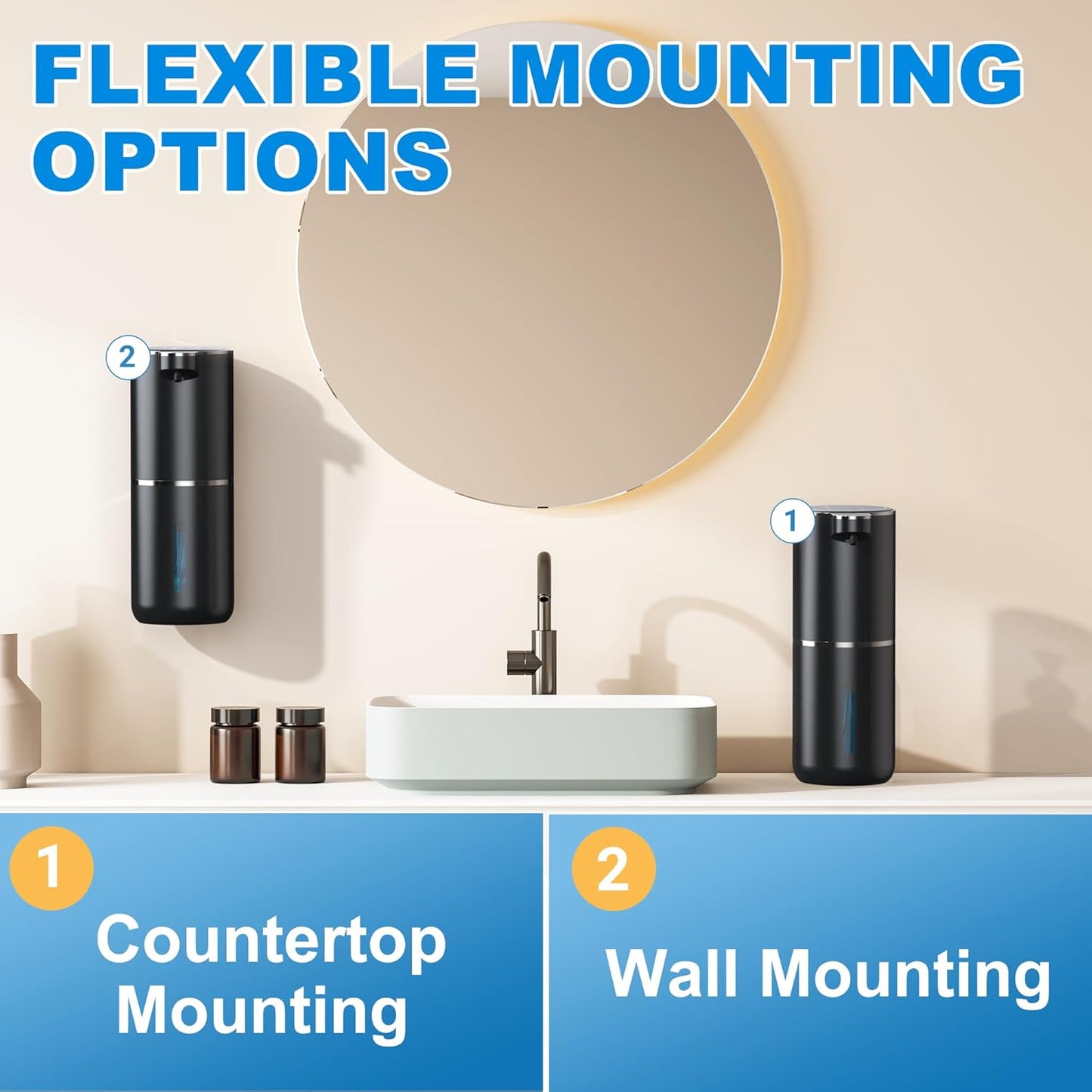 Fantictas Automatic Foaming Soap Dispenser Foaming Hand Sanitizer Touchless 1500mAh Soap Dispenser Rechargeable with Sensor for Bathroom Kitchen 13.5oz/380ml