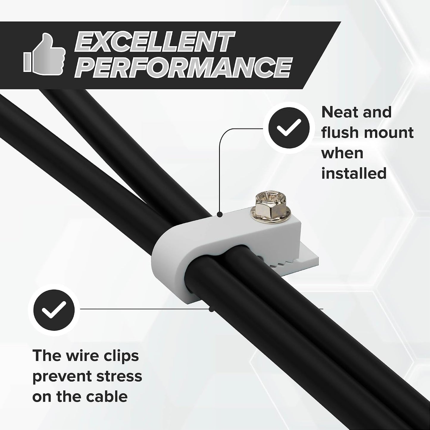 THE CIMPLE CO Dual Cable Clips with Screws - 1/2 Inch Coaxial Cable Clamps Outdoor - Exterior Cord Management for Coax, CAT Ethernet, Electrical Wire - Screw Clamps for Wires on Wall - 100 PCS, White