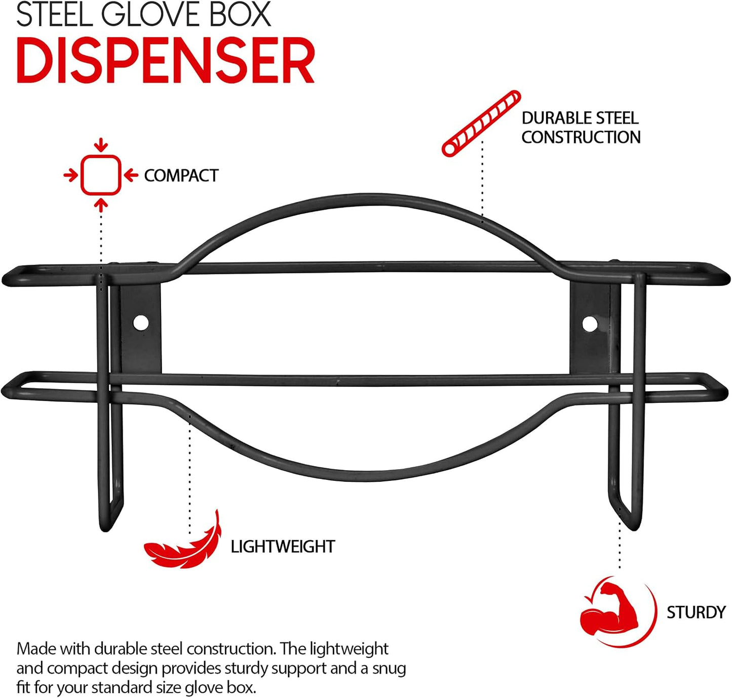 Stock Your Home Black Metal Glove Box Holder Wall Mount for Kitchen, Closet, Lab, Exam, Office, Tissue Shelf