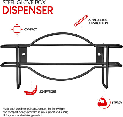 Stock Your Home Black Metal Glove Box Holder Wall Mount for Kitchen, Closet, Lab, Exam, Office, Tissue Shelf