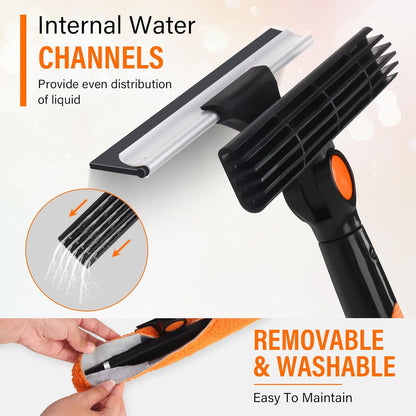 Window Squeegee Professional,2-in-1 Window Cleaning Squeegee Kit,Squeegees for Home Glass Doors,Car, Windows,Window Scrubber and Squeegee for Windows Cleaning