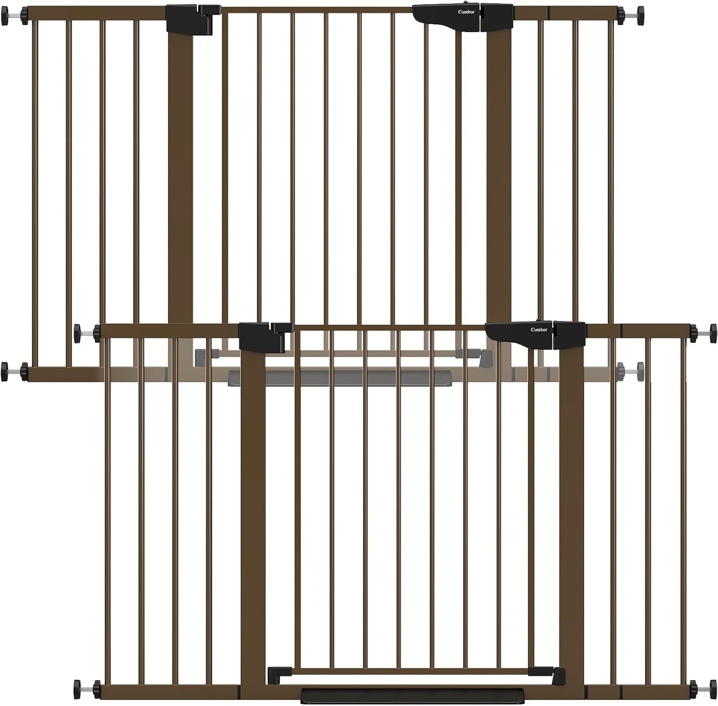 Cumbor 29.7-48" Baby Gate for Stairs, Mom's Choice Awards Winner-Dog Gate for Doorways, Auto Close Safety Pet Gate for Dogs Indoor, Easy Install Pressure Mounted Child Gate with Walk Thru Door, Brown