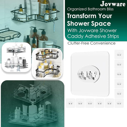 Shower Caddy Adhesive Replacement Stickers 4 Pack Single Shower Caddy Hook, Bathroom Shelf Adhesive Mount Replacement 1 Hook, Individual Adhesive Strips for Sponge Caddy Soap Holder Sink Caddy