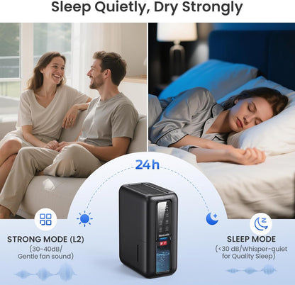 Dehumidifier for Home, Dehumidifiers for Bathroom, Bedroom, Living room, Closet with 68 OZ Water Tank, Moisture Absorbers, Auto Shut Off, Auto Humidity Control, 7 Colors LED Light, White