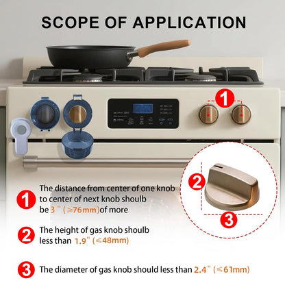 Stove Knob Safety Covers for Child (5 + 1 Pack), Upgraded Universal Size Press Gas Stove Covers with Adhesive,Water/Oil/High-Temp Resistant - Home Kitchen Safety for Kids & Pets