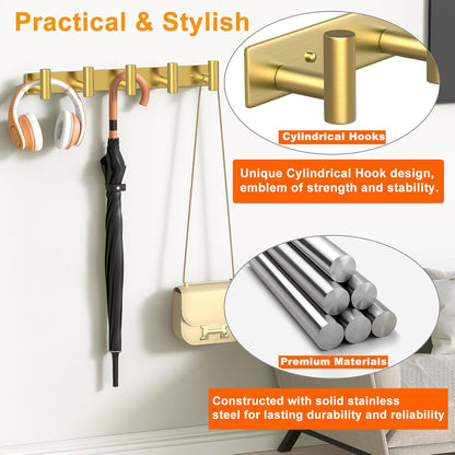 Wall Mounted Coat Rack-3 Hooks, Heavy Duty Stainless Steel Wall Hooks for Towel Coat Bag, Hat Rack Coat Hanger Coat Hooks Towel Racks for Bathroom Entryway Kitchen Office (Silver, 1 Pack)